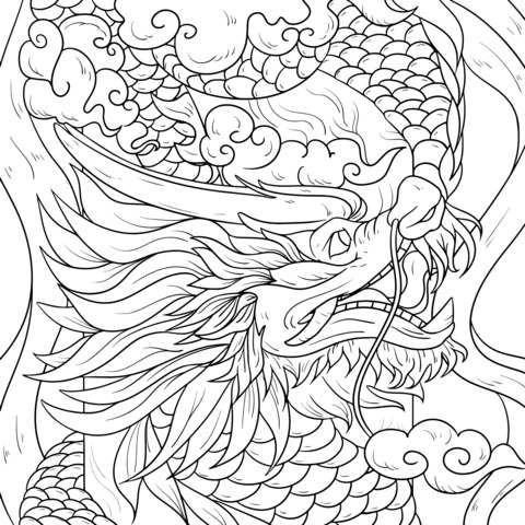 Exquisite Chinese Dragon Coloring Page