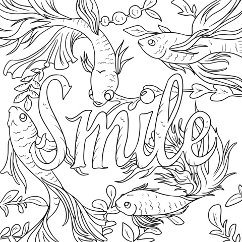 Smile - themed Goldfish Coloring Page