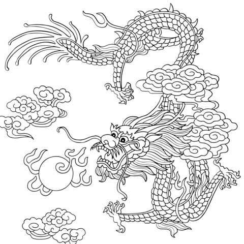 Chinese Dragon - themed Coloring Page