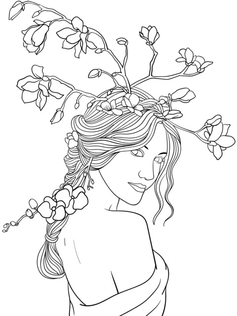 Girl with Magnolia Wreath