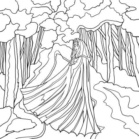 Little Red Riding Hood Coloring Page in the Snow