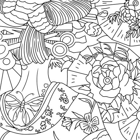 Geisha - themed Coloring Page