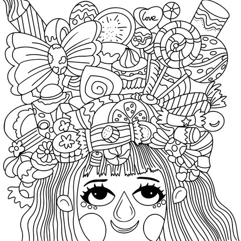 A Playful Candy and Flower Coloring Page