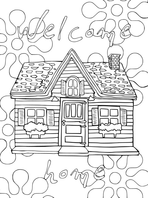 Cozy House Coloring Page: Welcome Home