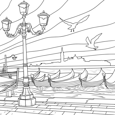 Venice Seaside Scenery Coloring Page