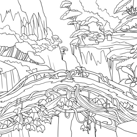 Fantasy Forest Vine - Bridge Coloring Page