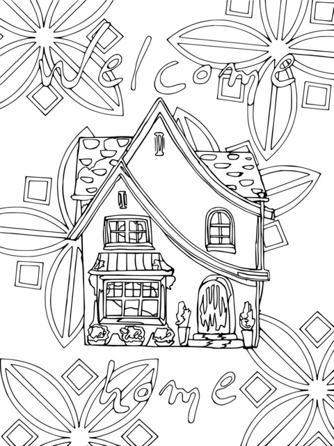 Welcome Home Themed Coloring Page