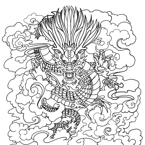 Chinese Dragon - themed Coloring Page