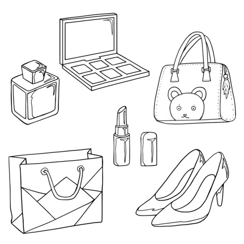 Fashion Beauty Accessories Coloring Page