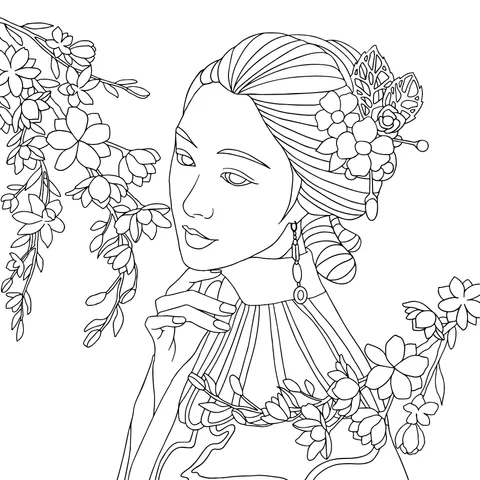 Classical Beauty Amidst Flowers