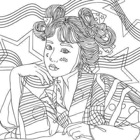 Vintage - style Girl Illustration Coloring Page