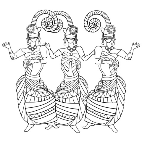 African Dancers Coloring Page