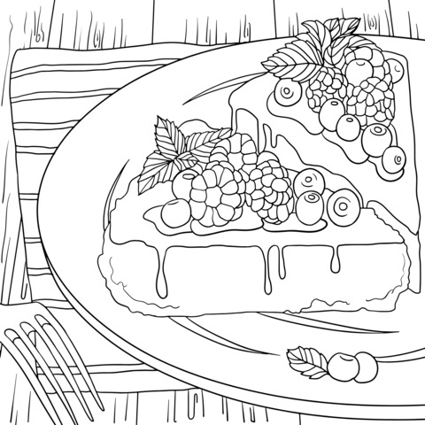 Delicious Berry Cake Coloring Page