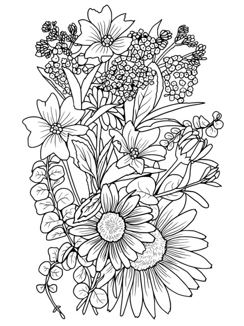 Colorful Flower Coloring Page