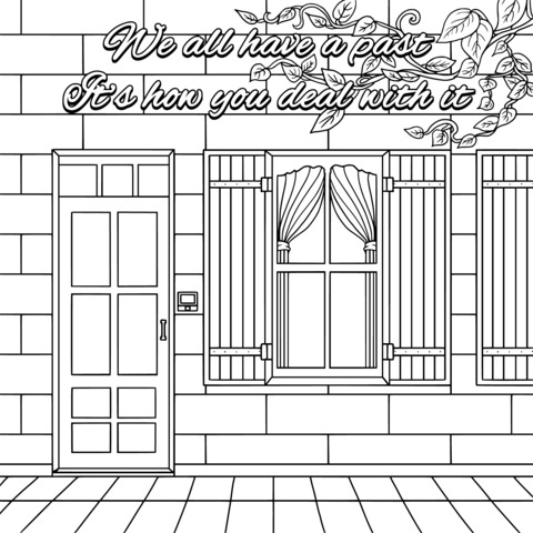 Colorful Door and Window Coloring Page: An Inspiring Scene about Embracing the Past