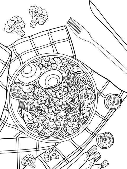 Delicious Pasta Illustration Coloring Page