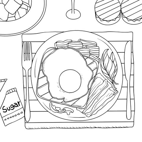 Breakfast - themed Coloring Page Illustration