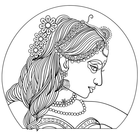 Ethnic - style Woman Illustration Coloring Page