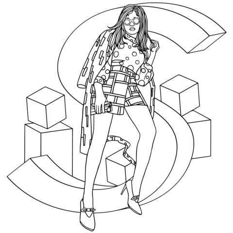 Fashionable Girl Alphabet - themed Coloring Page