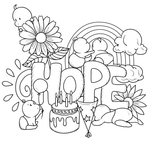 Hope - themed Children's Coloring Page Illustration