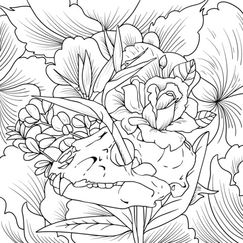 Floral and Skull Illustration