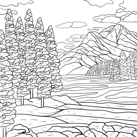 Beautiful Natural Landscape Coloring Page