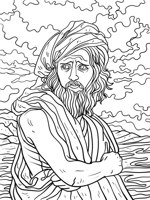 Bible Character Coloring Page: Man with Folded Arms