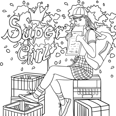 Super Girl Coloring Page: A Dynamic Girl Illustration Awaits Your Coloring