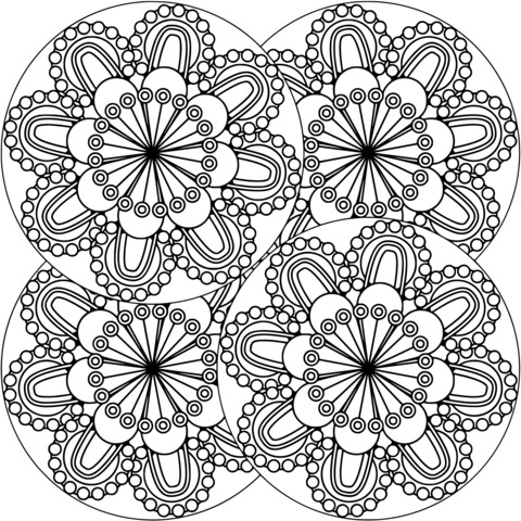 Beautiful Circular Floral Coloring Page