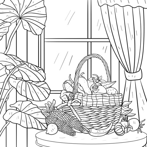 Fruit Basket and Vegetables by the Window