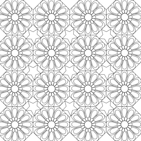 Colorful Flower Coloring Page Pattern