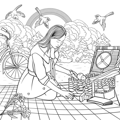 Outdoor Picnic - themed Coloring Page