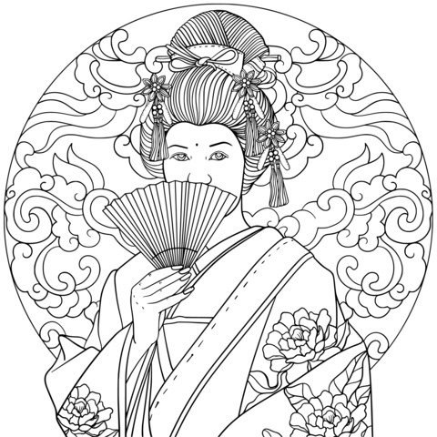 Página de Colorear de Geisha