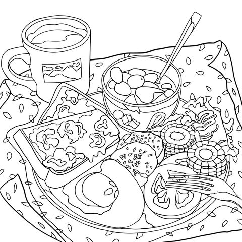 Delicious Breakfast Coloring Page