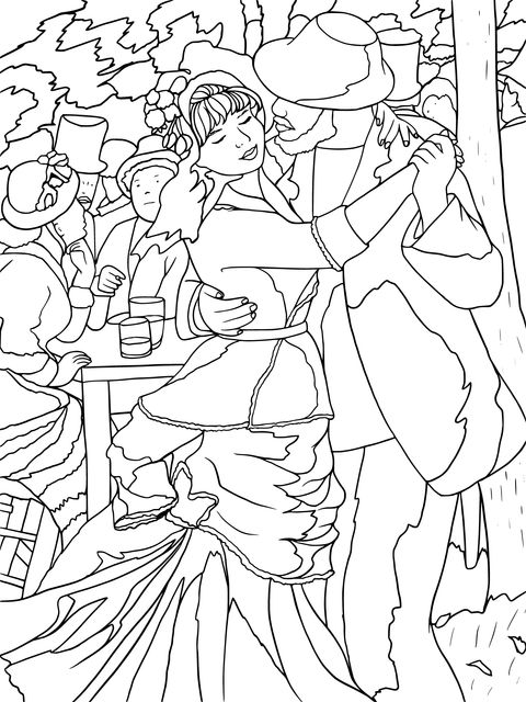 Vintage Dance Party Coloring Page