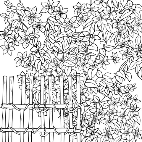 Wooden Fence Wrapped by Blooming Flowers