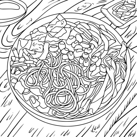 美味しい麺の塗り絵ページ