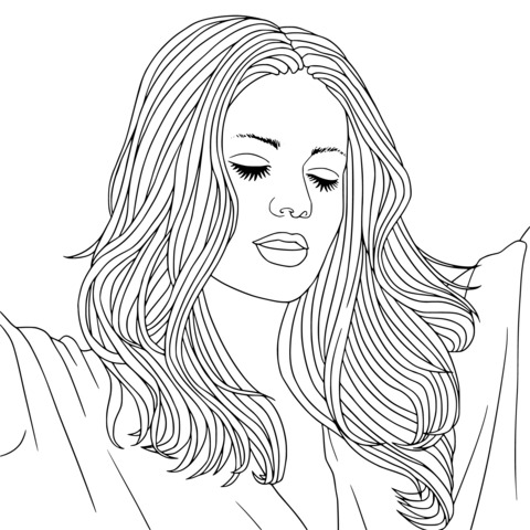 Dreamy Purple - Haired Woman Starry - Sky Themed Coloring Page