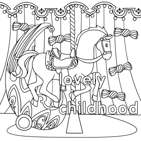 Lovely Childhood Carousel Coloring Page