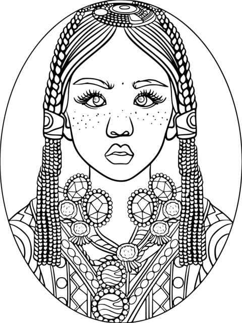 Ethnic - style Female Coloring Page