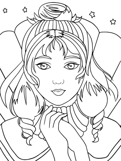 Dreamy Princess Illustration Coloring Page