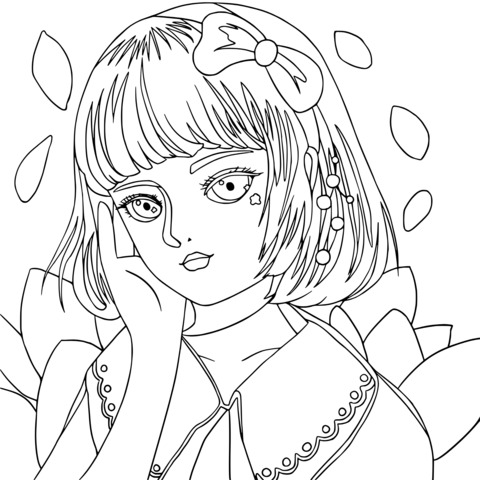 Cute Girl Illustration Coloring Page