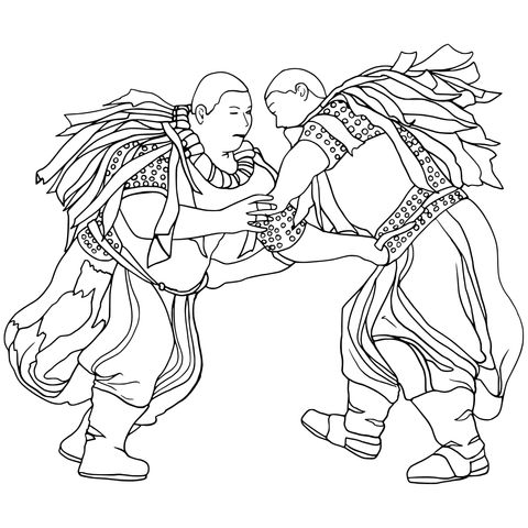 Traditional Wrestling Figures Coloring Page