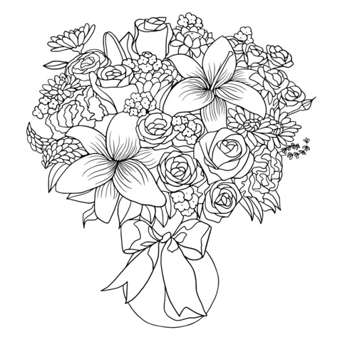 Colorful Bouquet Coloring Page