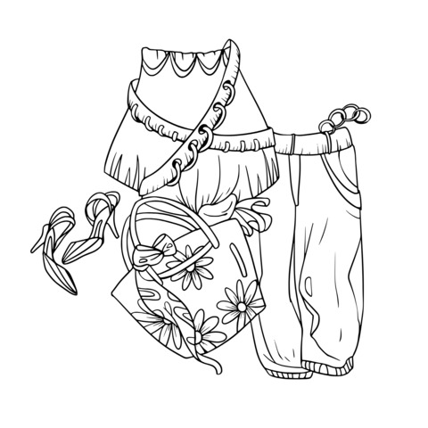 Fashion Clothing and Accessories Coloring Page