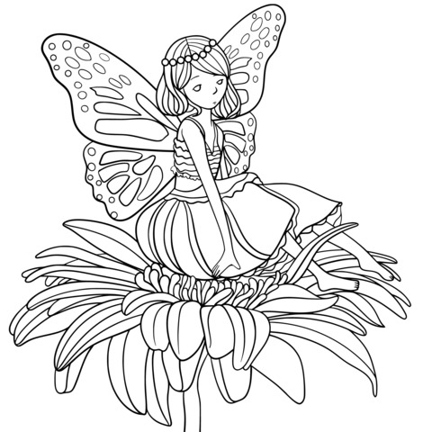 Dreamy Butterfly Fairy Coloring Page