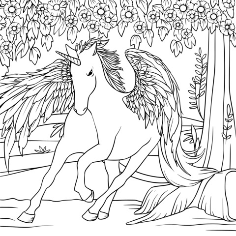 Fantasy Unicorn Coloring Page