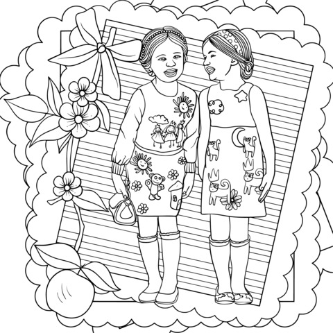 Coloring Page of Two Girls