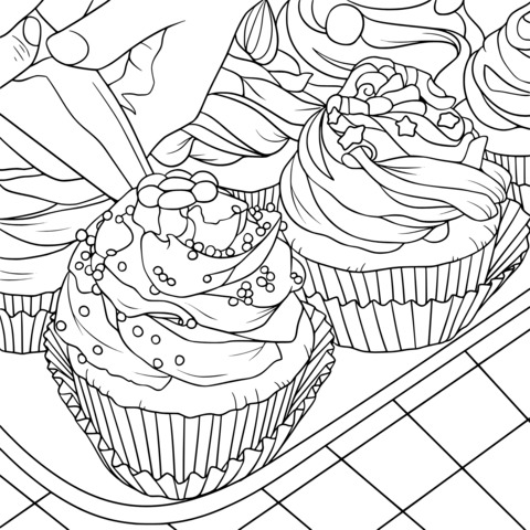 Página de Colorear Cupcakes: Diversión Colorida en la Repostería