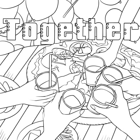 Coloring Page of a Gathering Together